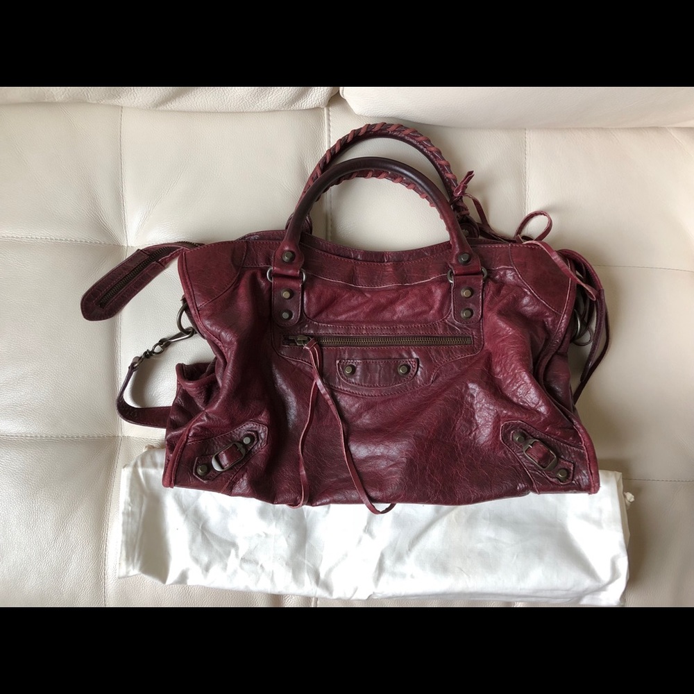 Balenciaga 2005 Bordeaux Burgundy City Purse